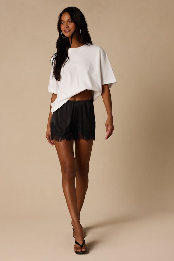 Jana Black Satin Lace Shorts - thumbnail 4