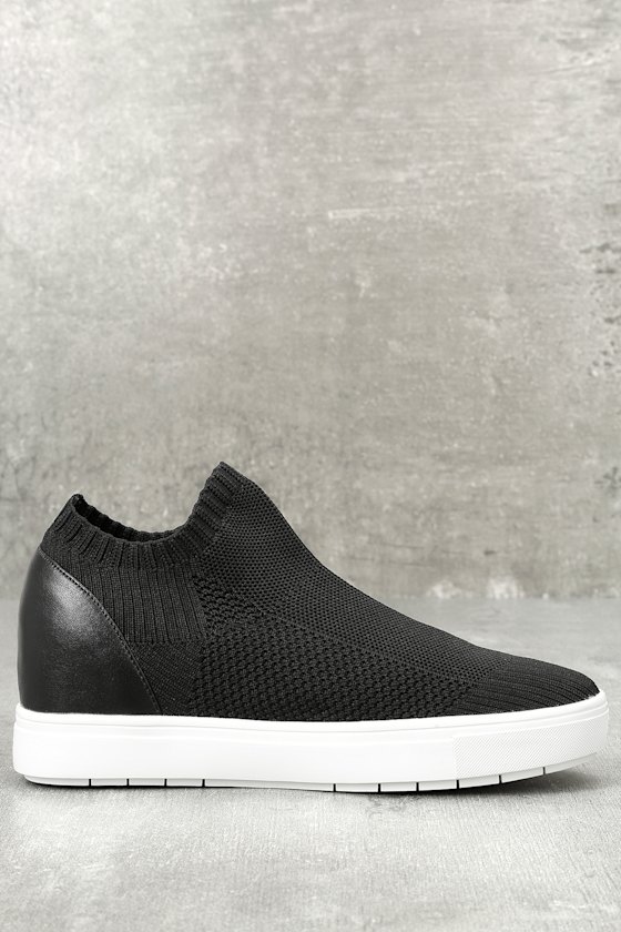 Steve Madden Sly Black Knit Sneakers Wedge Sneakers