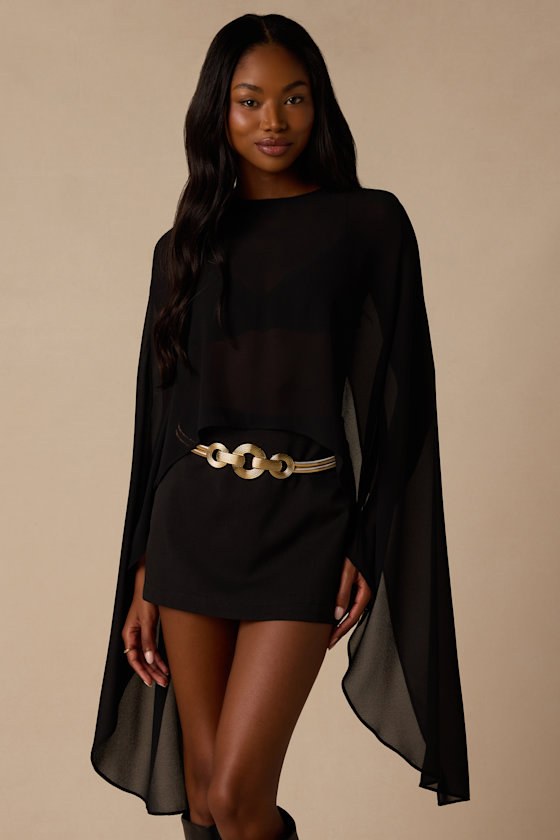 Levana Black Cape Sleeve Top 2