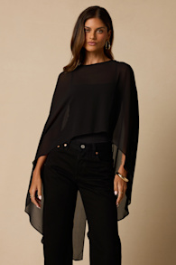 Levana Black Cape Sleeve Top 1