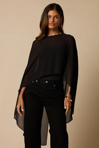 Levana Black Cape Sleeve Top 1