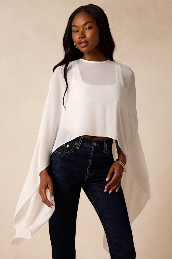 Levana White Cape Sleeve Top 1