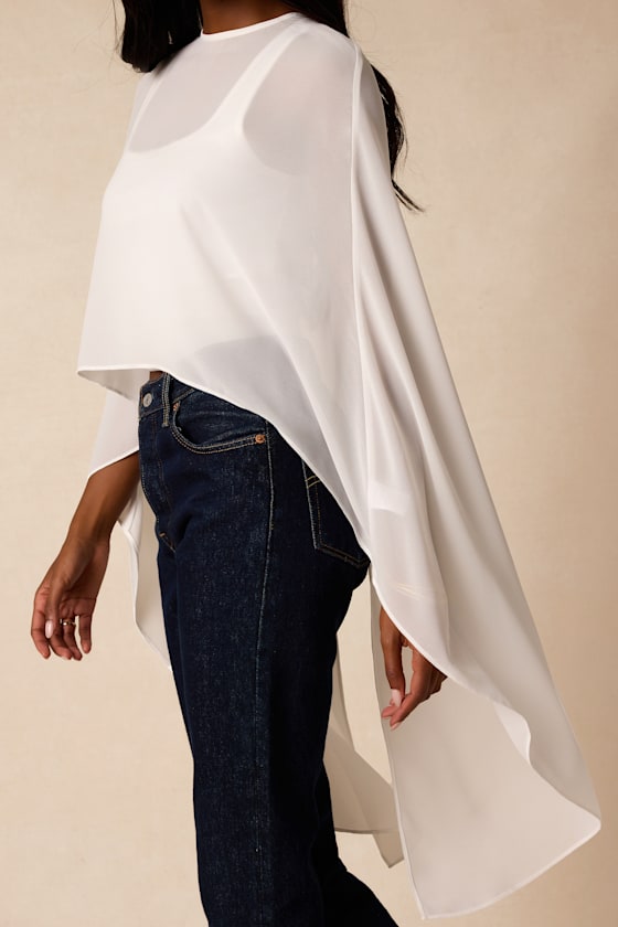 Levana White Cape Sleeve Top 2