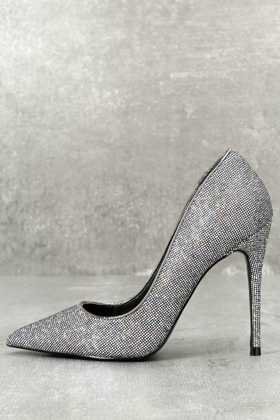 steve madden silver glitter heels