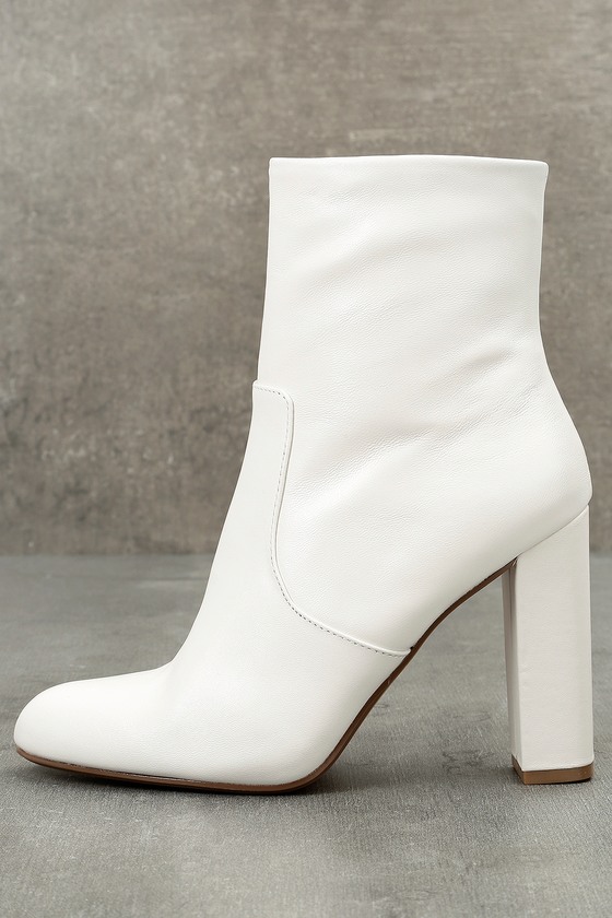 white leather high heel shoes