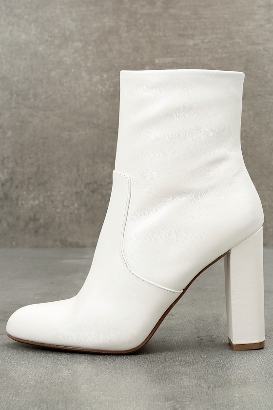 Editor White Leather Mid-Calf Boots 1