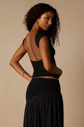 Asher Black Short Sleeve Backless Top 2