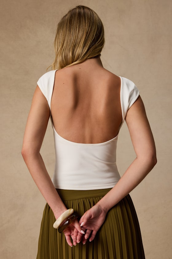 Asher Ivory Short Sleeve Backless Top 2