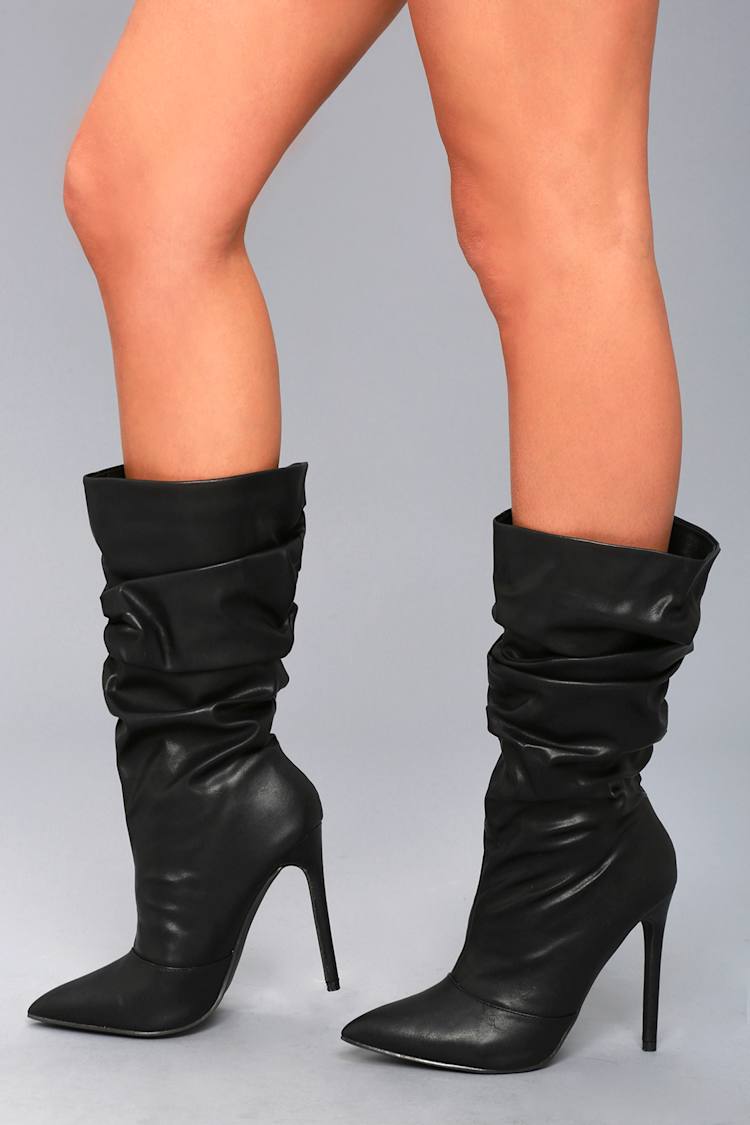 slouch booties with heel