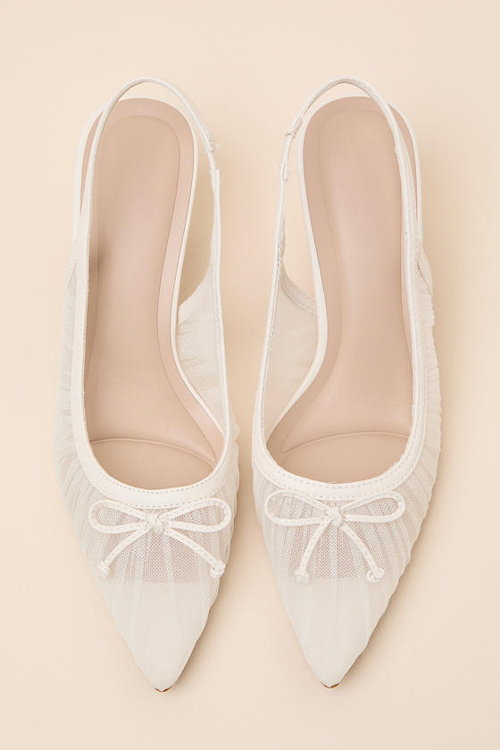 Stephanie Bone Mesh Ruched Slingback Pumps 2