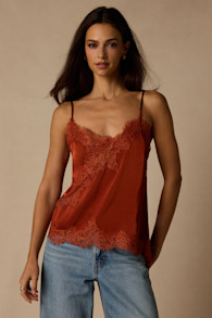Selena Rust Satin Lace Cami Top 1