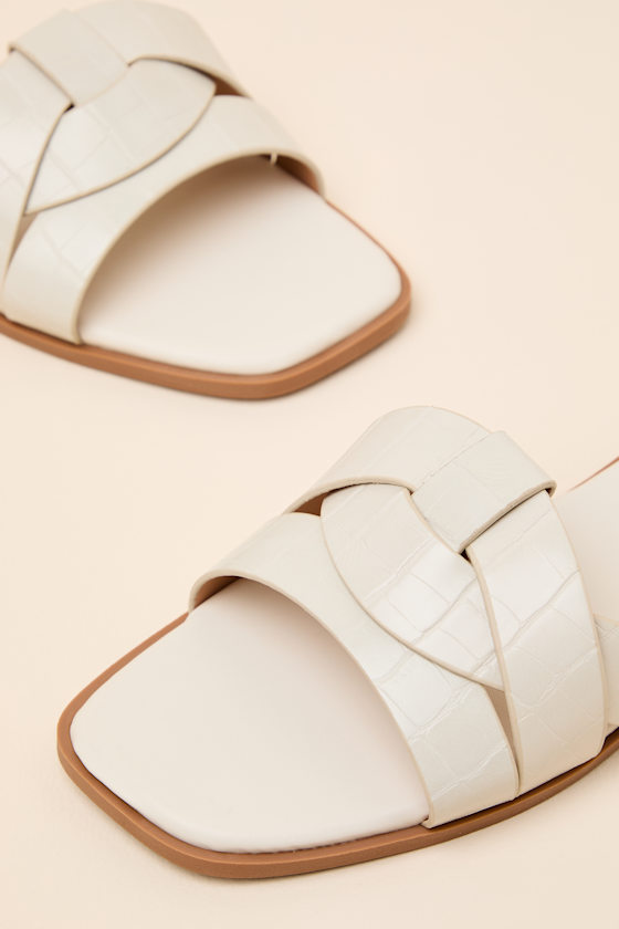 Dinny Ivory Croc-Embossed Slide Sandals - thumbnail 6