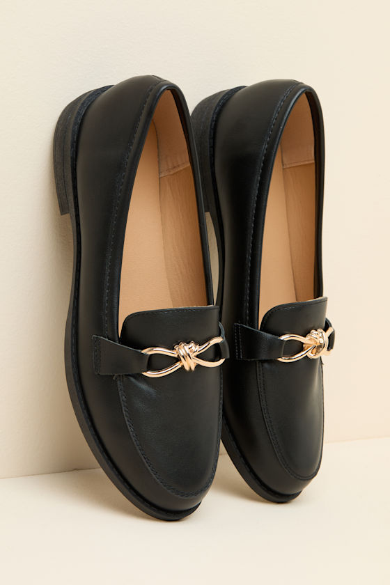 Ayan Black Horsebit Loafer Flats 1
