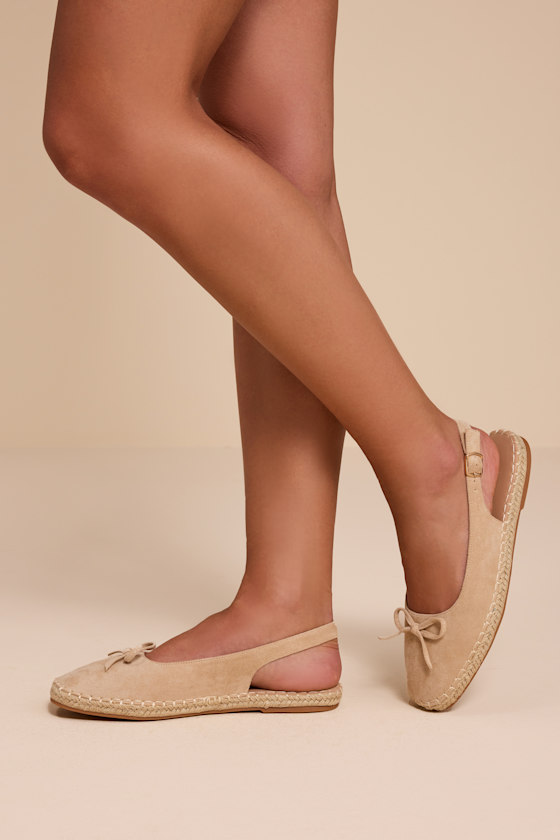 Risa Beige Suede Slingback Flatform Espadrilles - thumbnail 6