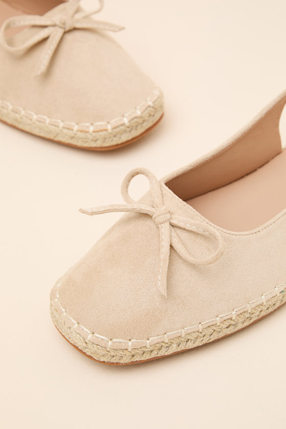 Risa Beige Suede Slingback Flatform Espadrilles - thumbnail 5
