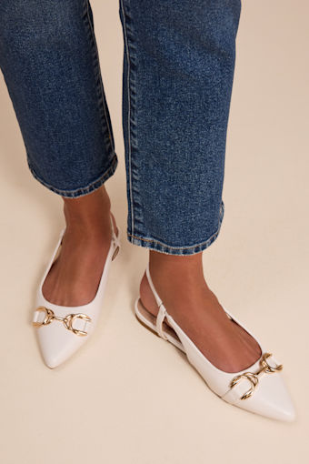 Lillian White Pointed-Toe Slingback Flats 1