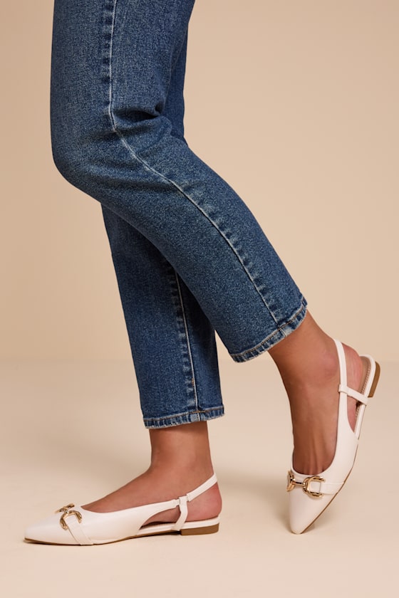 Lillian White Pointed-Toe Slingback Flats - thumbnail 4