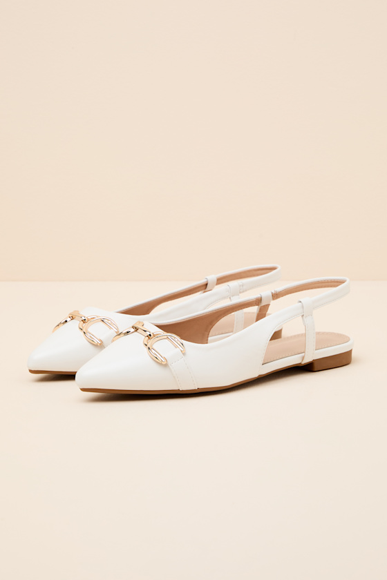 Lillian White Pointed-Toe Slingback Flats - thumbnail 5