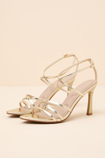 Jody Gold Metallic Strappy High Heel Sandals 1