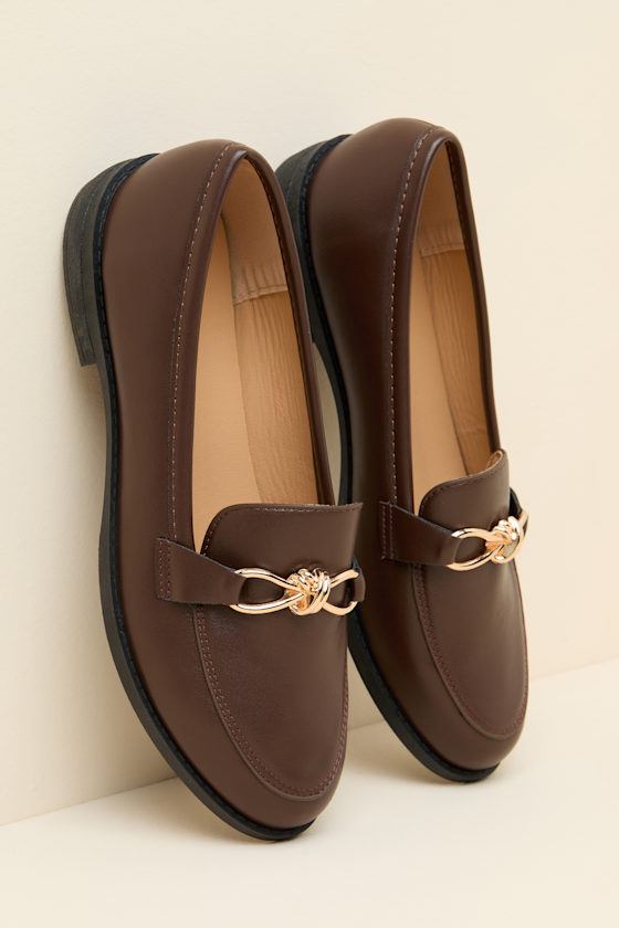 Ayan Brown Horsebit Loafer Flats - thumbnail 3
