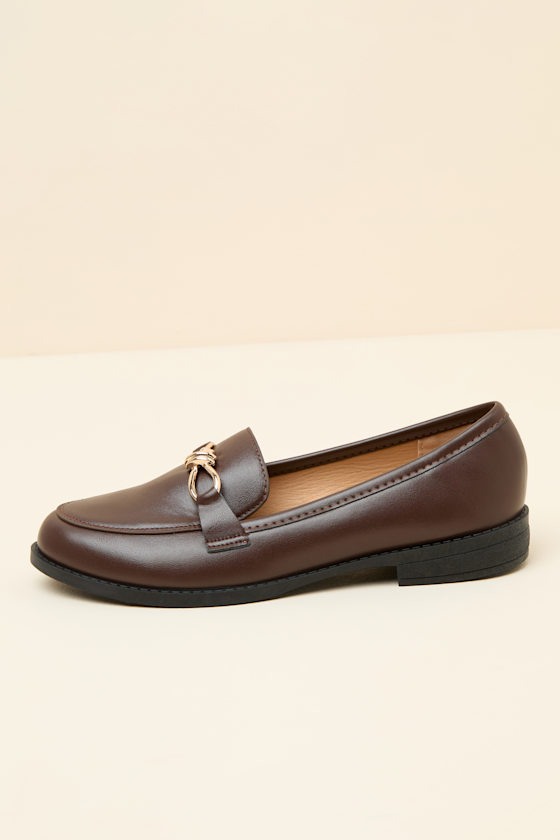 Ayan Brown Horsebit Loafer Flats - thumbnail 5