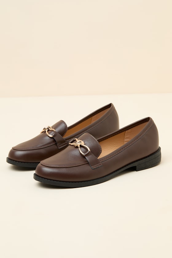 Ayan Brown Horsebit Loafer Flats - thumbnail 6