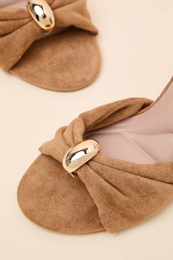 Amarina Camel Suede Ankle Strap High Heel Sandals - thumbnail 4