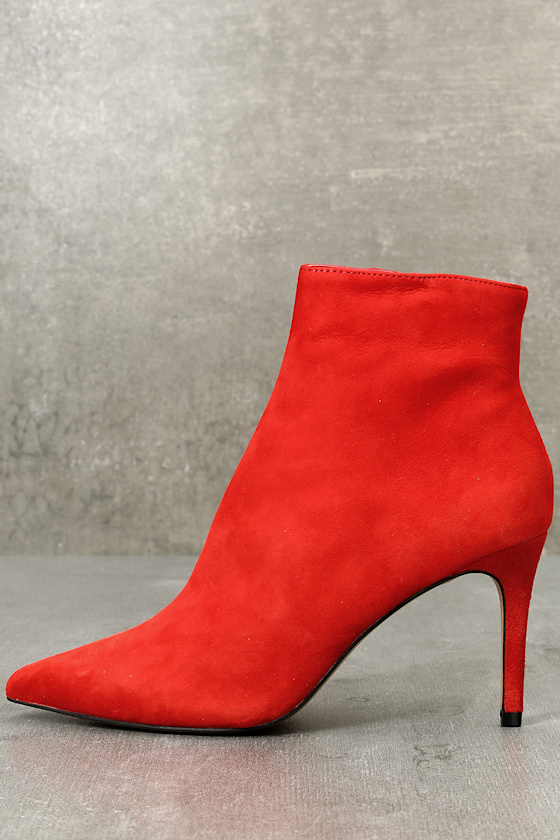 Logic Red Suede Leather Ankle Boots 1