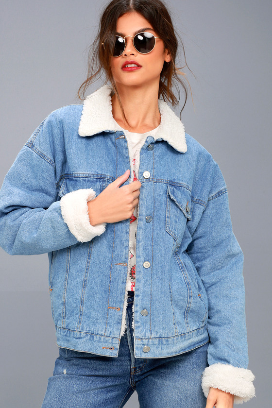 I.Madeline Jacket - Denim Jacket - Shearling Lined Jacket - Lulus