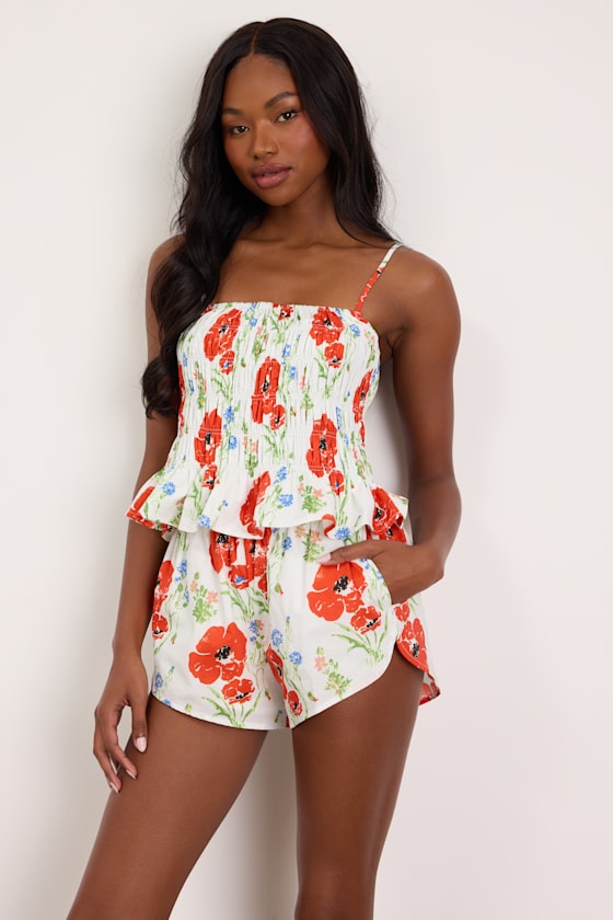 Delaina White Multi Floral Shorts 1