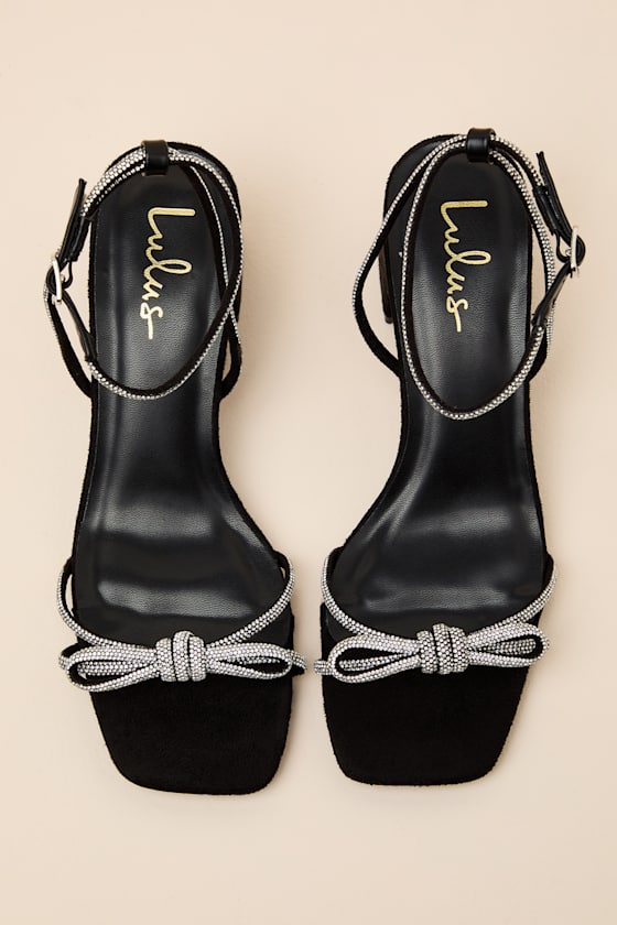 Zoelle Black Rhinestone Low Heel Ankle Strap Sandals - thumbnail 5