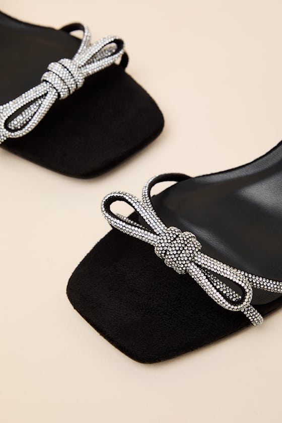 Zoelle Black Rhinestone Low Heel Ankle Strap Sandals - thumbnail 6