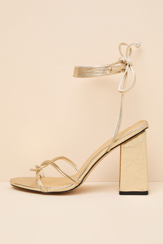 Adara Gold Lace-Up High Heel Sandals 1