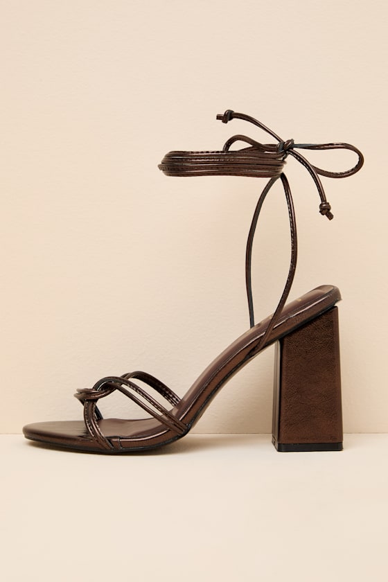 Adara Brown Metallic Lace-Up High Heel Sandals 1