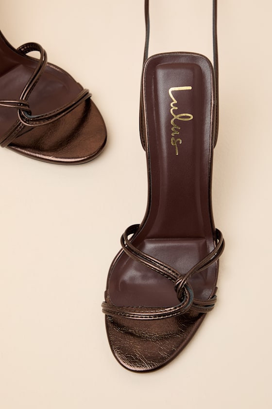 Adara Brown Metallic Lace-Up High Heel Sandals - thumbnail 4