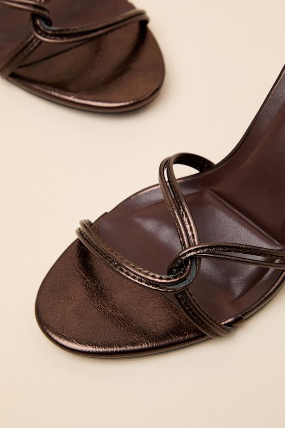 Adara Brown Metallic Lace-Up High Heel Sandals - thumbnail 6