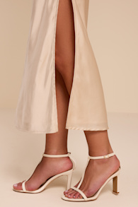 Izzybelle White T-Strap High Heel Sandals 1