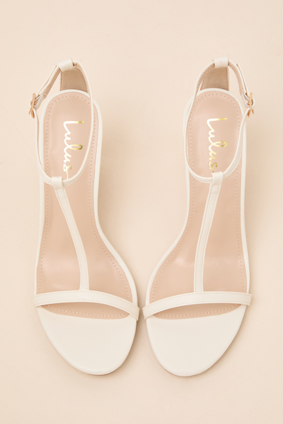 Izzybelle White T-Strap High Heel Sandals - thumbnail 5