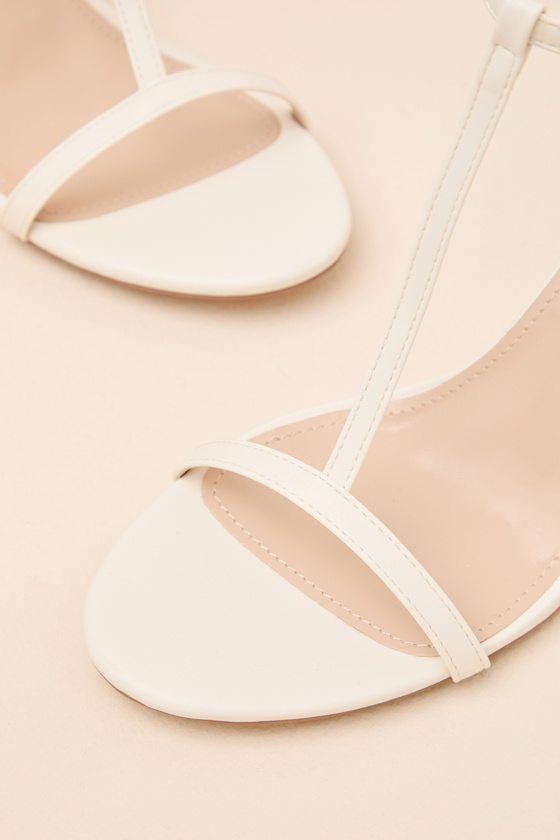 Izzybelle White T-Strap High Heel Sandals - thumbnail 6