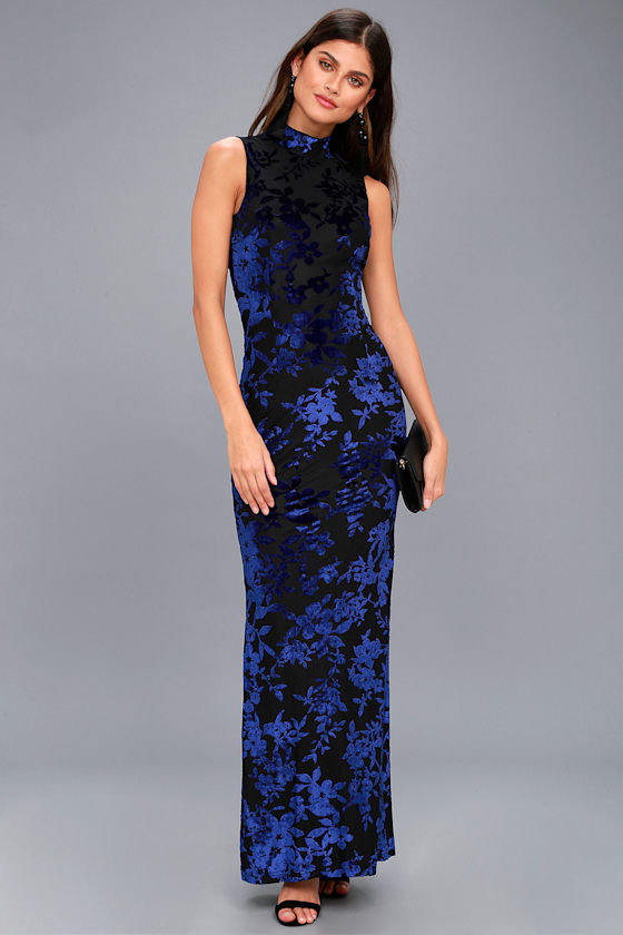 long floral bridesmaid dresses Floor Length Blue Mismatched Dress Printed – MyChicDress size:14 UK size:XXS Evening Maxi Dresses for