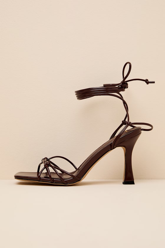 Anka Oxblood Strappy Lace-Up High Heel Sandals - thumbnail 4