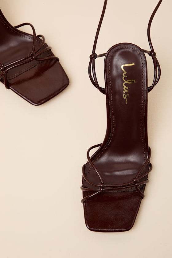 Anka Oxblood Strappy Lace-Up High Heel Sandals - thumbnail 5