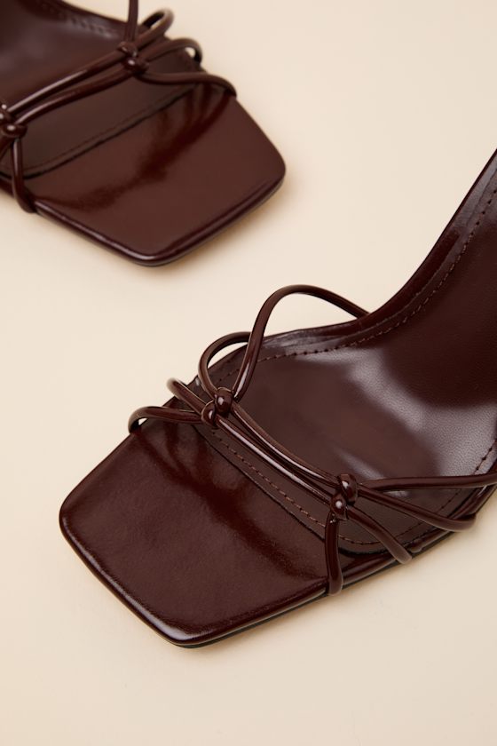 Anka Oxblood Strappy Lace-Up High Heel Sandals - thumbnail 6