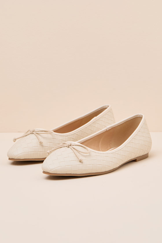 Milo Beige Textured Ballet Flats - thumbnail 6