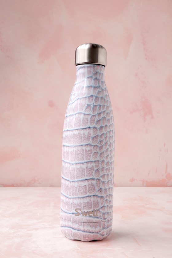 Blanc Crocodile Mauve Print Stainless Steel Water Bottle 5