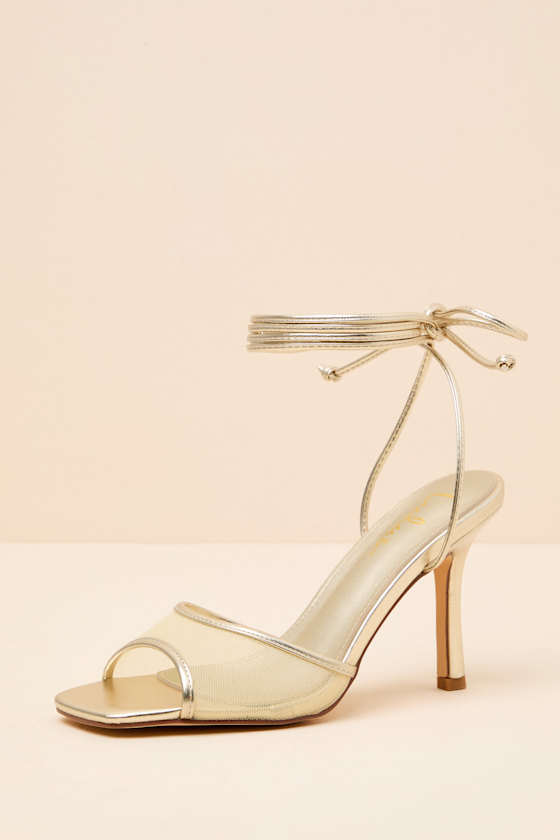 Harlan Gold Mesh Lace-Up High Heel Sandals - thumbnail 3