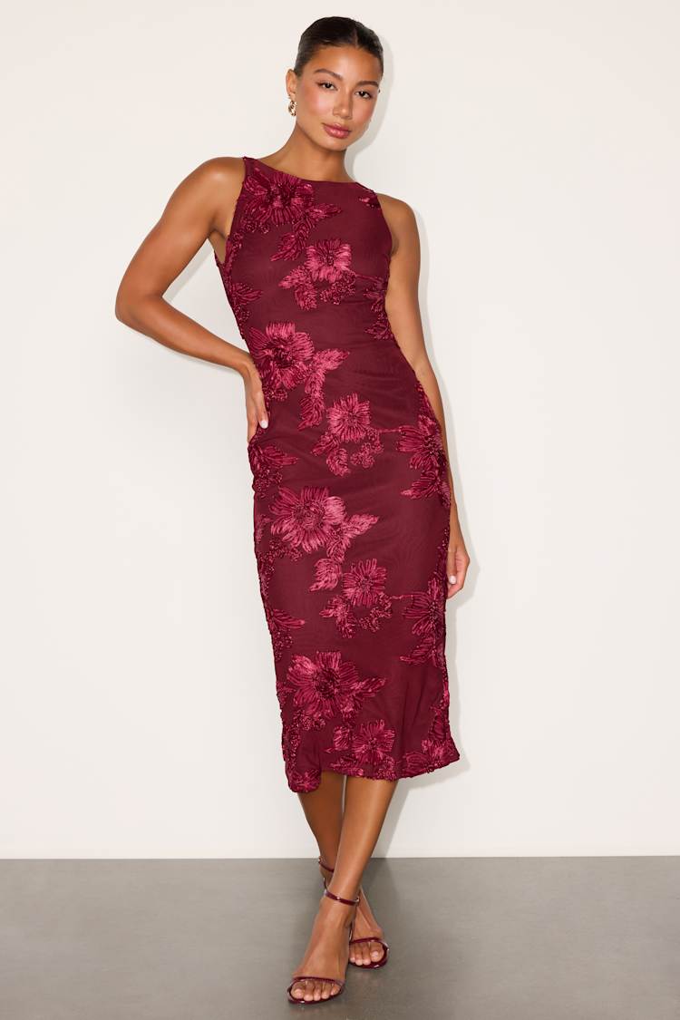 backless red midi dress SHEIN EZwear Women's New Twist Back Open Slit Backless Red Midi Dress, |  Dress