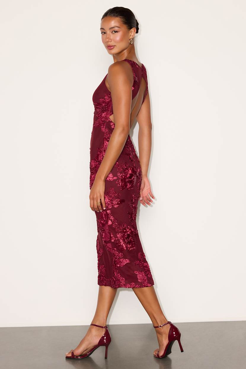 red backless midi dress Berry Floral Applique | Womens | X-Small (Available in S, M, XL) | 100% Polyester Wtxue Sundresses for Women, details:Bows This garment fits true Size:46 (FR)