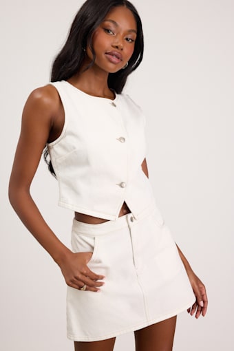 Dayton Ivory Denim Mini Skirt 1