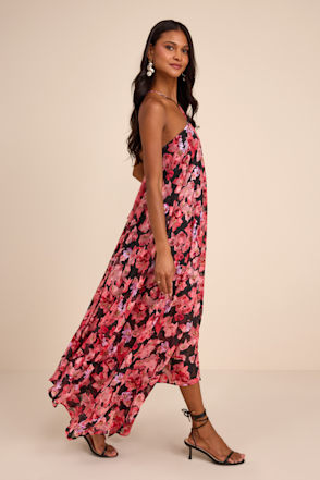dezzi blush multi floral halter shift maxi dress Dezzi Blush Multi Floral Halter Shift Maxi Dress